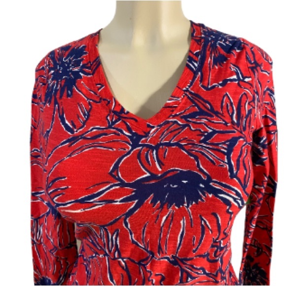 Lilly Pulitzer Mandy V Neck long sleeves in red - Picture 2 of 5